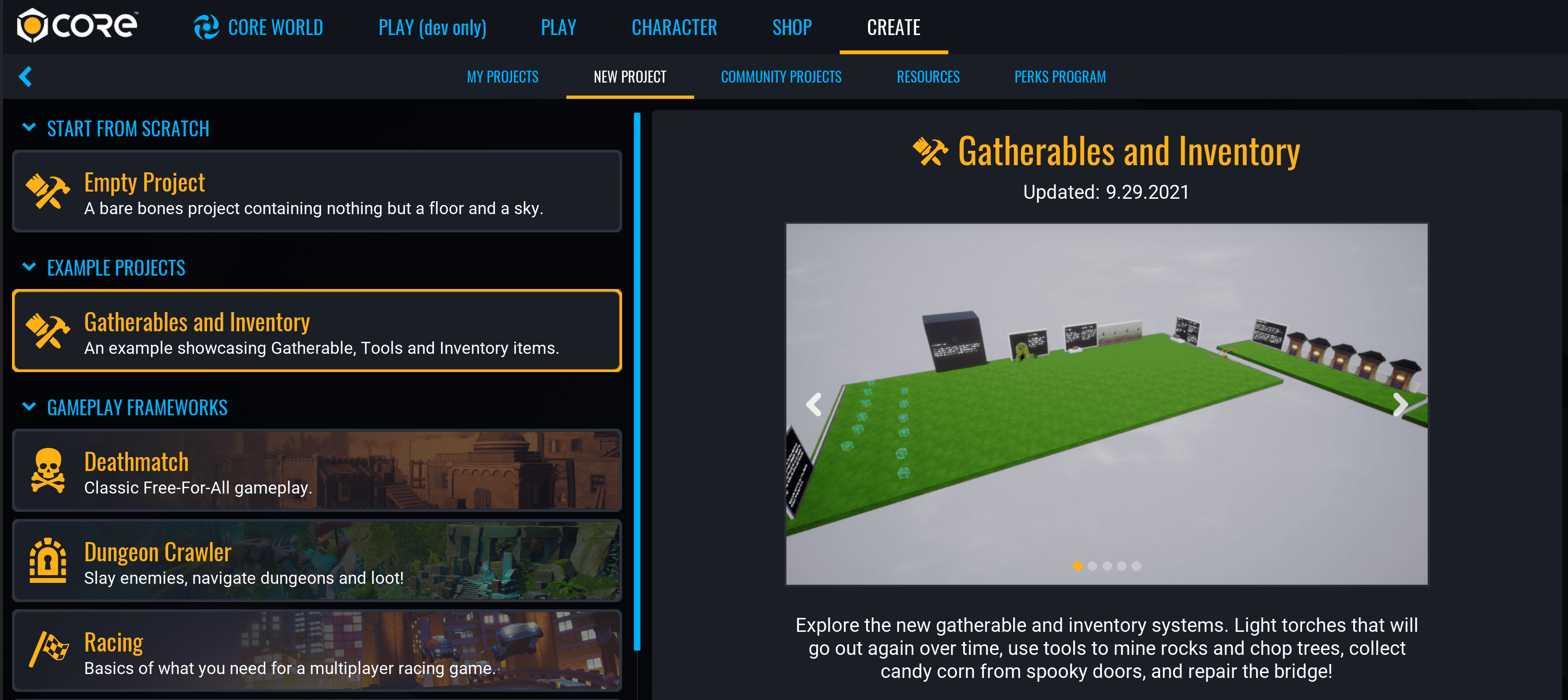 Gatherables and Inventory Example